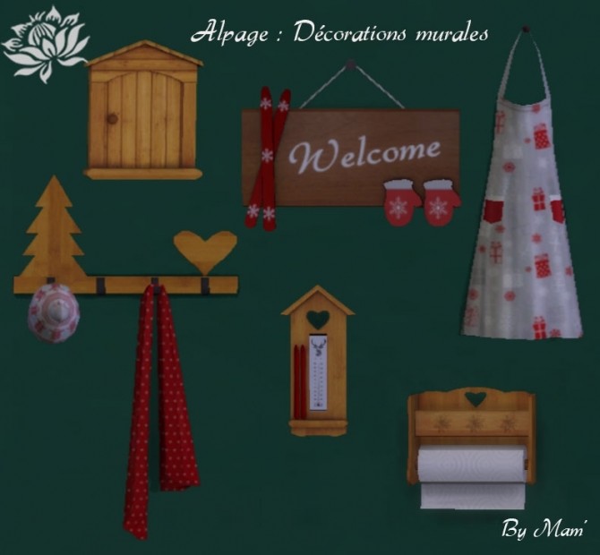 Sims 4 Alpage wall decorations by Maman Gateau at Sims Artists