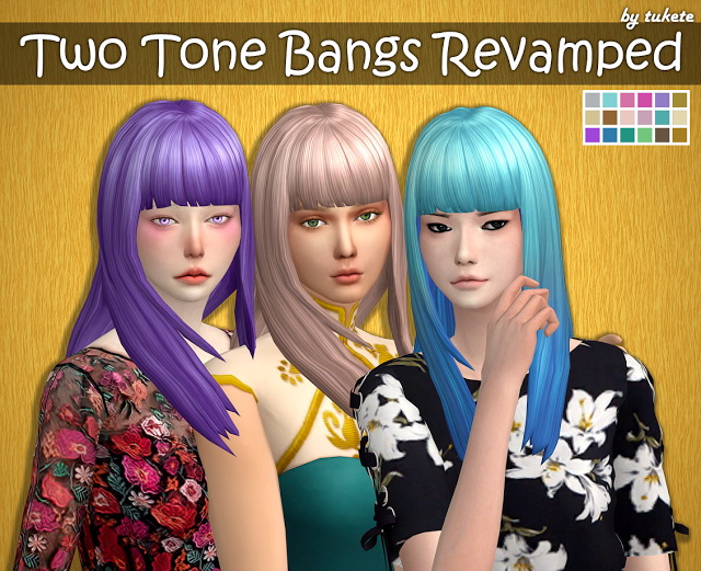 Sims 4 EP04 Two Tone Bangs Revamped To One Tone at Tukete