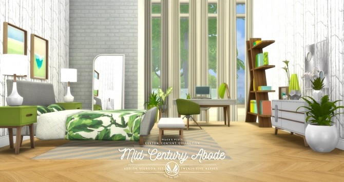 Sims 4 Mid Century Abode Add on Bedroom Set at Simsational Designs