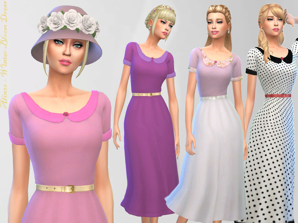 Sims 4 Cute Winter Bloom Dress by alin2 at TSR