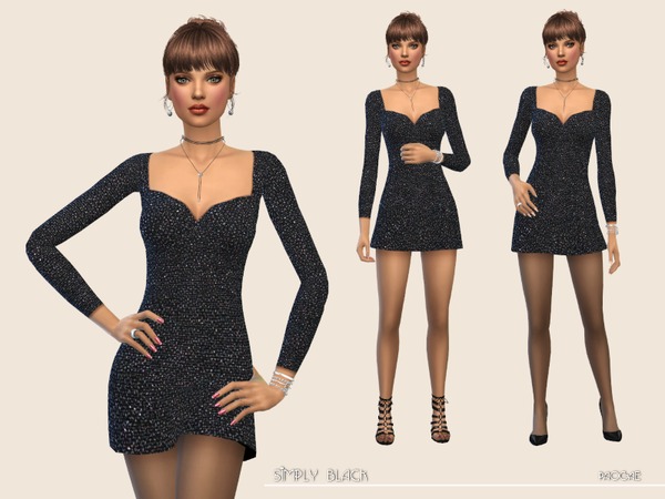 Sims 4 Simply Black dress by Paogae at TSR