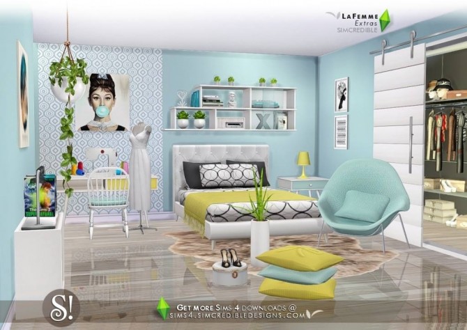 Sims 4 LaFemme Extras + matched walls at SIMcredible! Designs 4