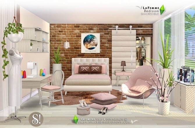 Sims 4 LaFemme bedroom first part at SIMcredible! Designs 4