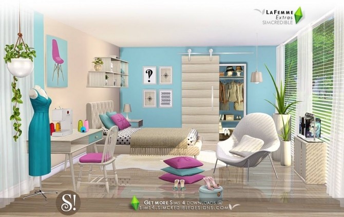 Sims 4 LaFemme Extras + matched walls at SIMcredible! Designs 4