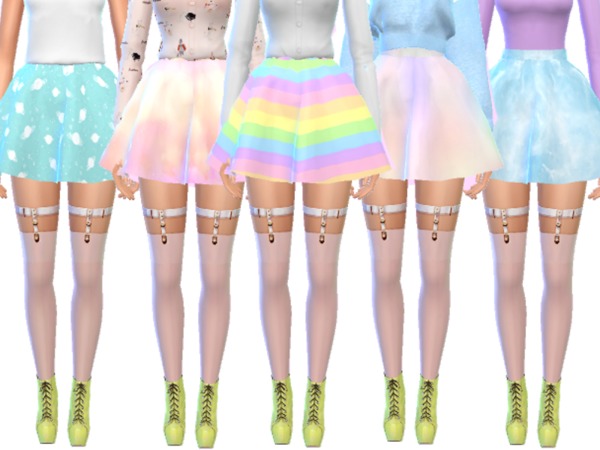 Sims 4 Pastel Gothic Skirts Pack Six by Wicked Kittie at TSR