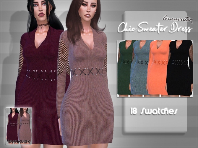 Chic Sweater Dress at Lounacutex » Sims 4 Updates