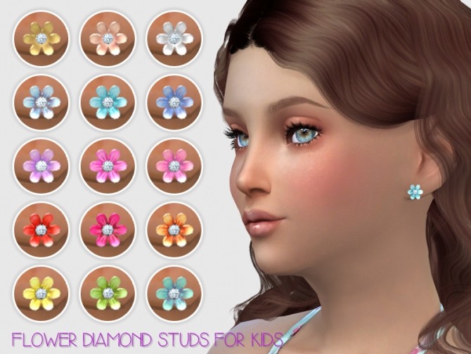 Sims 4 Flower Diamond Studs For Kids at Giulietta