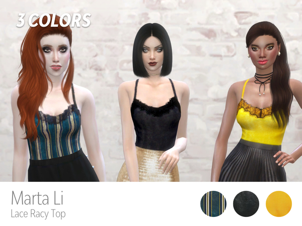 Sims 4 Lace Racy Velvet Top by martalisofia at TSR