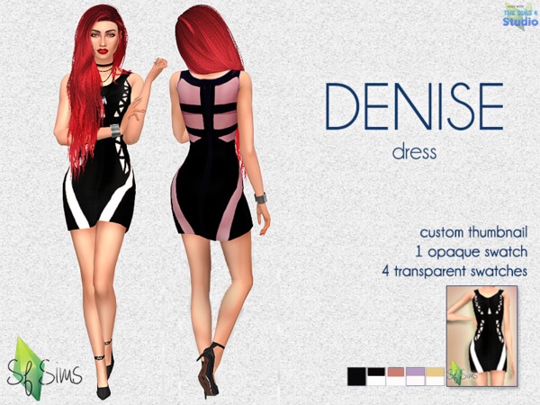 Sims 4 DENISE dress by SF Sims at TSR