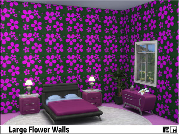 Sims 4 Large Flower Walls by Pinkfizzzzz at TSR