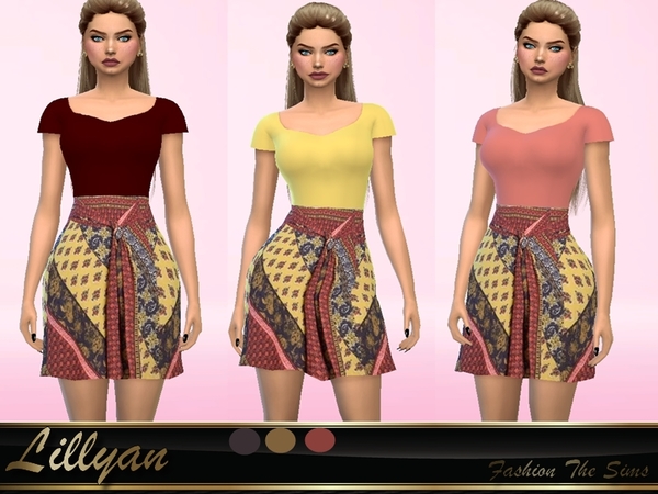 Sims 4 Blouse and skirt by LYLLYAN at TSR