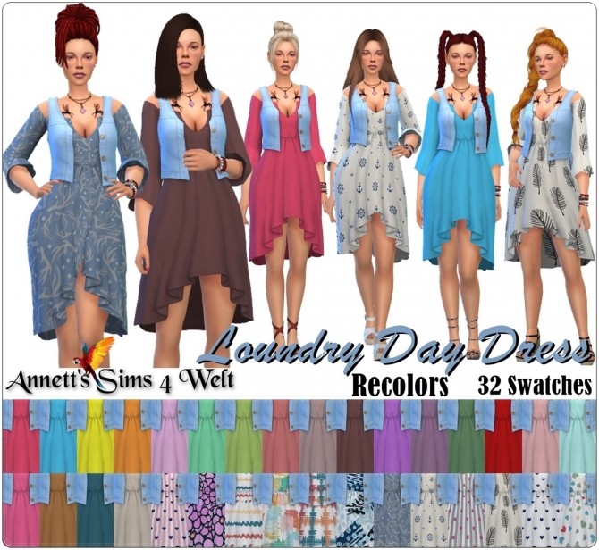 Sims 4 Laundry Day Stuff Dress Recolors at Annett’s Sims 4 Welt