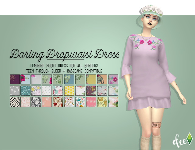 Sims 4 Darling Dropwaist Dress at Deetron Sims