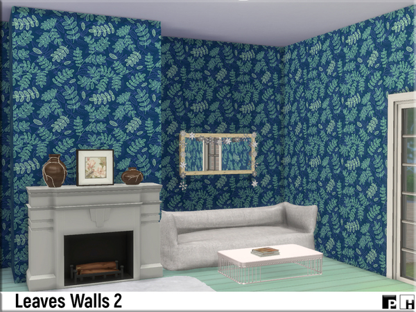 Sims 4 Leaves Walls 2 by Pinkfizzzzz at TSR