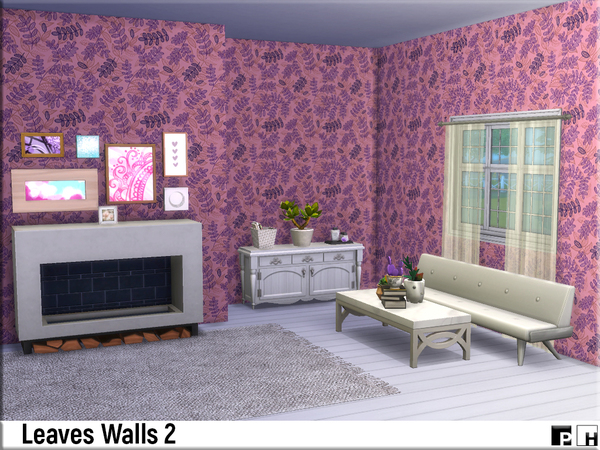 Sims 4 Leaves Walls 2 by Pinkfizzzzz at TSR