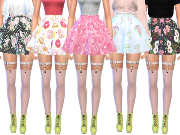 Sims 4 Pastel Gothic Skirts Pack Six by Wicked Kittie at TSR