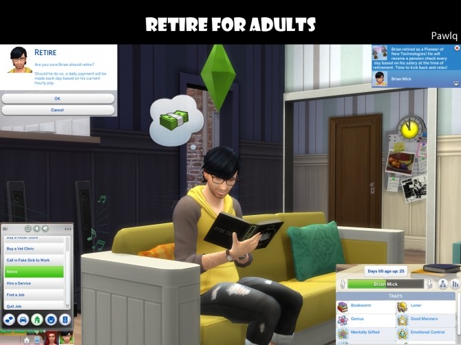 Sims 4 Easy mod to unlock retire by Pawlq at Mod The Sims