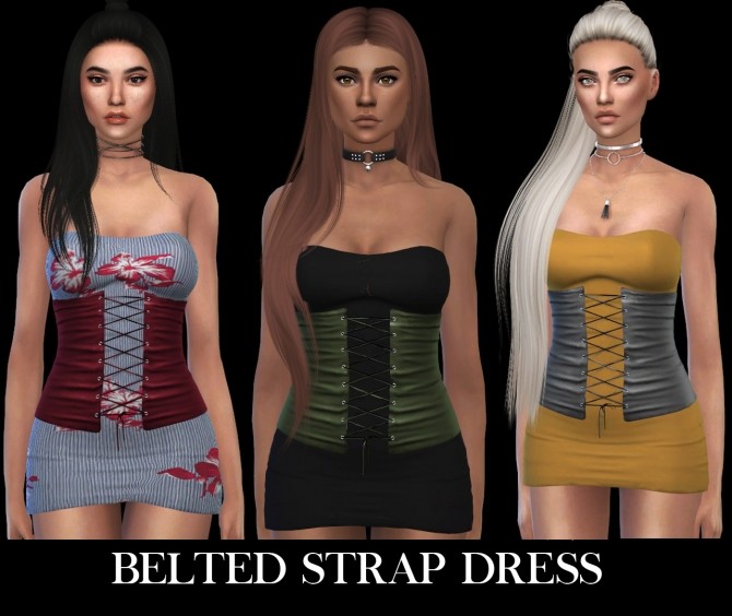 Sims 4 Belted Strap Dress (P) at Leo Sims