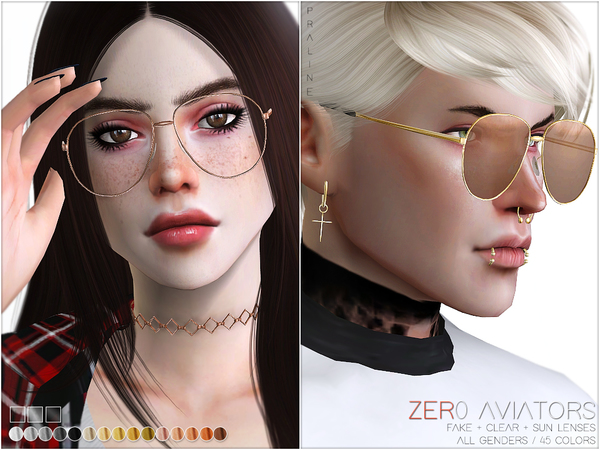 Sims 4 ZER0 Aviator sunglasses by Pralinesims at TSR