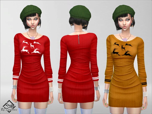 Sims 4 Winter Time Dress by Devirose at TSR