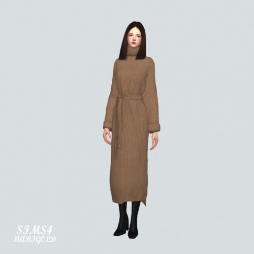 Long Turtleneck Dress at Marigold » Sims 4 Updates