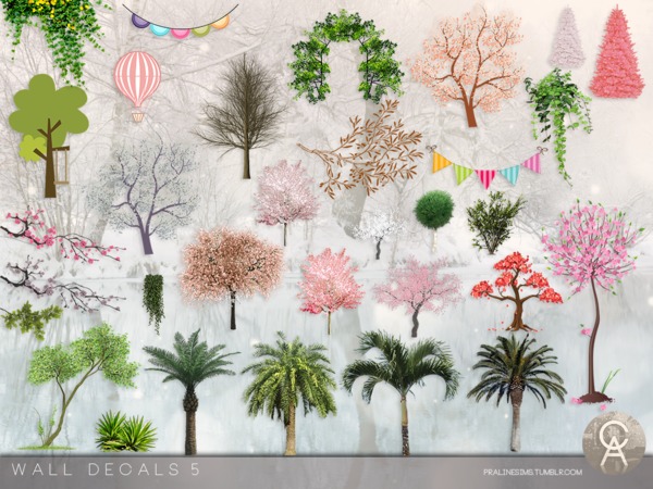 Sims 4 Wall Decals 5 by Pralinesims at TSR