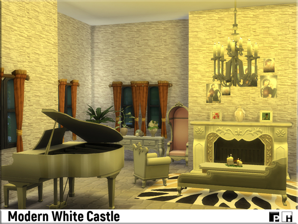 Sims 4 Modern White Castle by Pinkfizzzzz at TSR