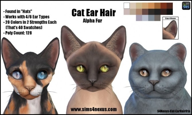 Sims 4 Cat Ear Hair by SamanthaGump at Sims 4 Nexus