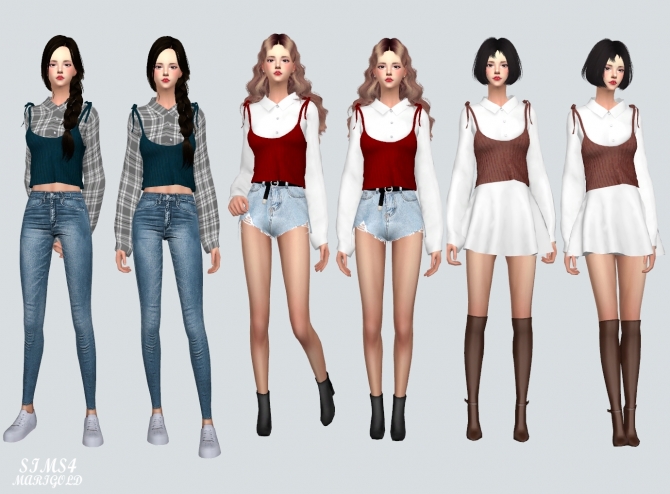 M Shirt With Bustier at Marigold » Sims 4 Updates