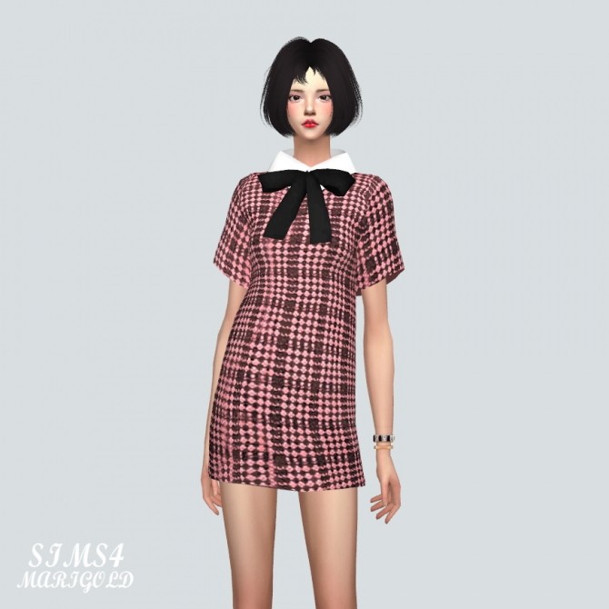 Sims 4 H Line Dress With Ribbon at Marigold