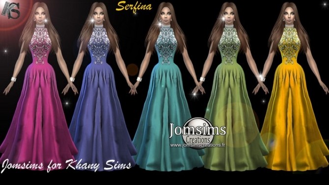 Sims 4 SERFINA cocktail dress by Jomsims at Khany Sims