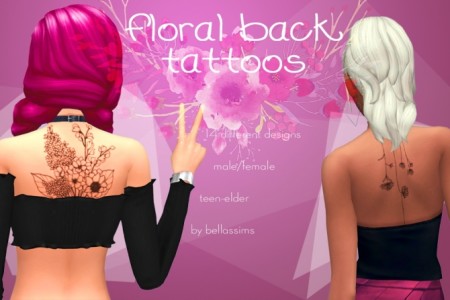 Floral back tattoos at Bellassims