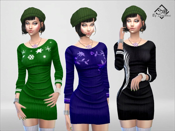 Sims 4 Winter Time Dress by Devirose at TSR