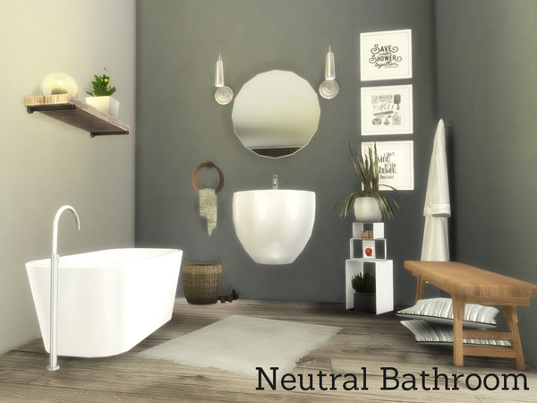 Sims 4 Neutral Bathroom by Angela at TSR