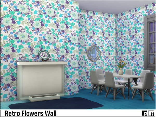 Sims 4 Retro Flower Walls by Pinkfizzzzz at TSR