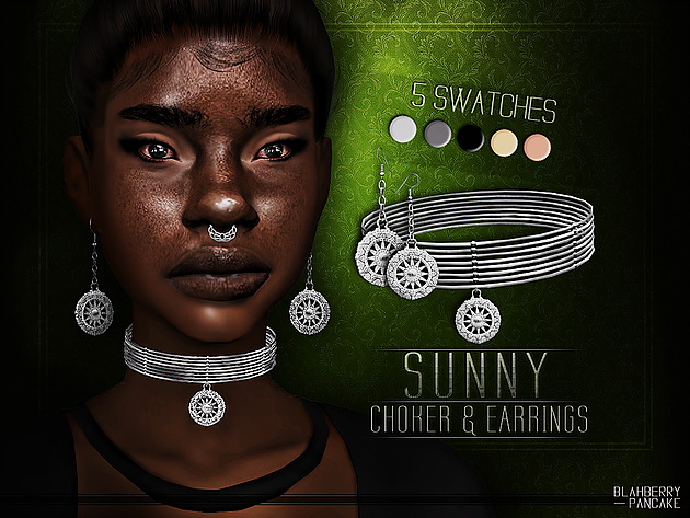 Sims 4 Sunny Choker & Earrings at Blahberry Pancake
