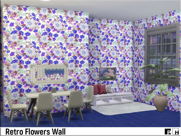 Sims 4 Retro Flower Walls by Pinkfizzzzz at TSR