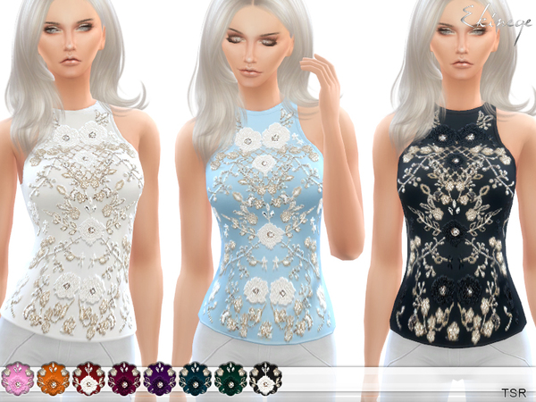 Sims 4 Embellished Top by ekinege at TSR