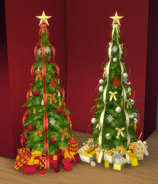 Sims 4 TS 2 Skinny Christmas Tree by BigUglyHag at SimsWorkshop