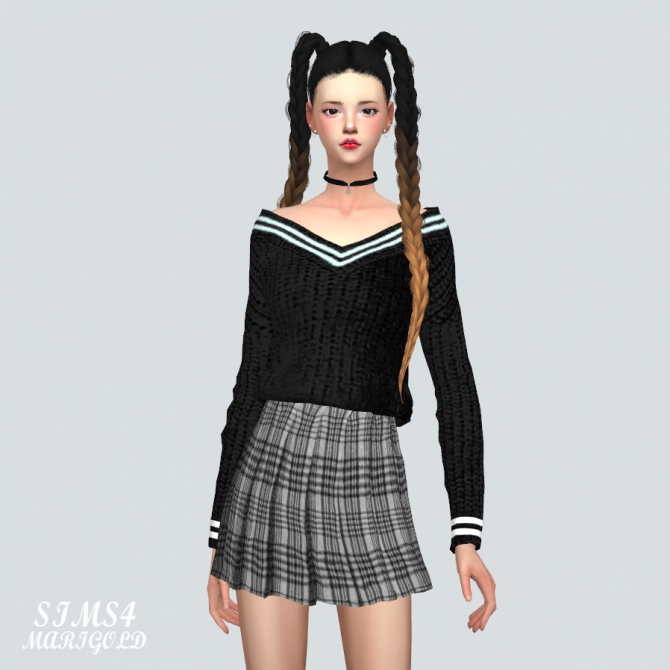 V-Line Knit Off-Shoulder Top at Marigold » Sims 4 Updates