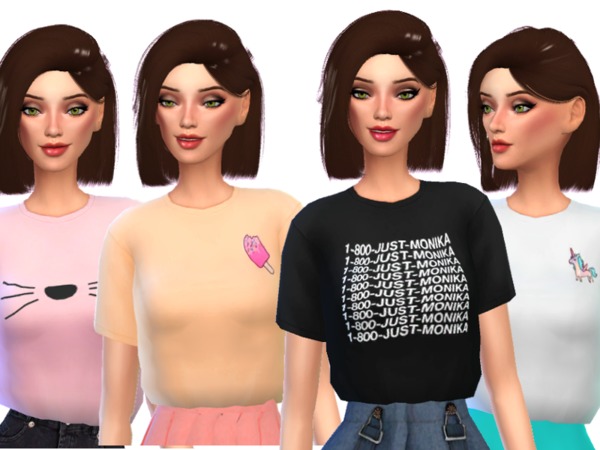 Sims 4 Trendy Cropped Tees Pack Two by Wicked Kittie at TSR