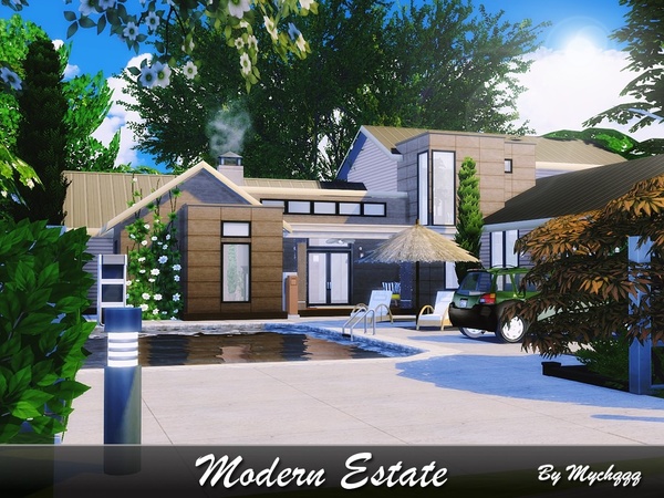Sims 4 Modern Estate by MychQQQ at TSR