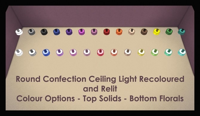 Sims 4 Round Confection Ceiling Light Recoloured and Relit by Simmiller at Mod The Sims