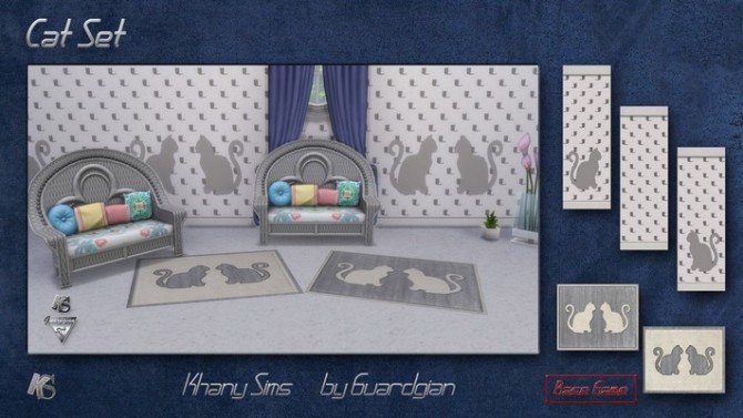 Sims 4 Cats rugs and walls set by Guardgian at Khany Sims