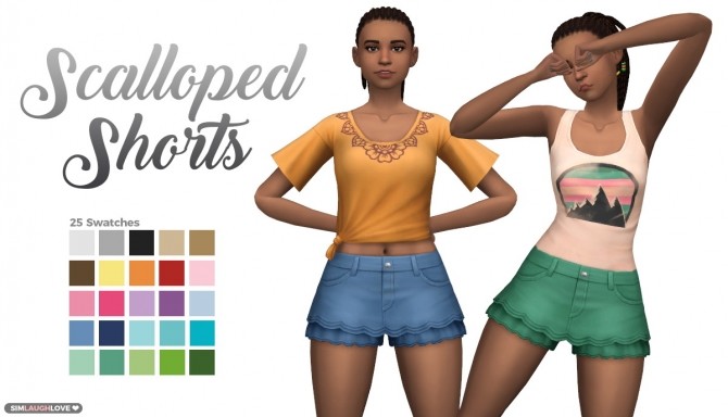 Sims 4 Scalloped Shorts at SimLaughLove
