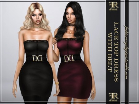 Lace Top Dress with Belt at Fashion Royalty Sims