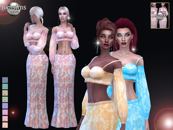 Sims 4 Jenomia outfit long dress by jomsims at TSR