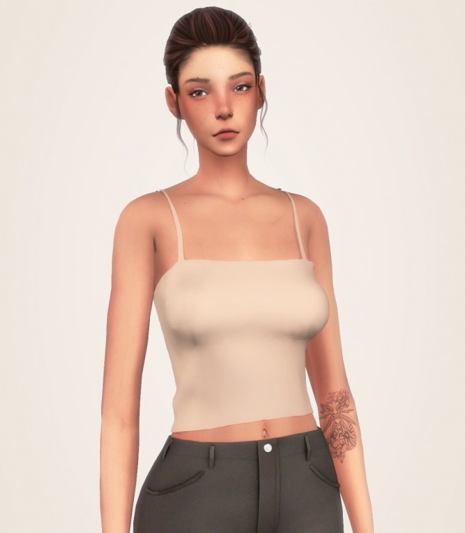 Sims 4 Simple Solid Tank Top, Acc Long Cardigan & Mid Rise Jeans at Elliesimple
