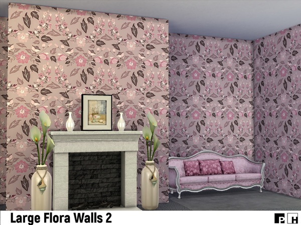 Sims 4 Large Flora Walls 2 by Pinkfizzzzz at TSR