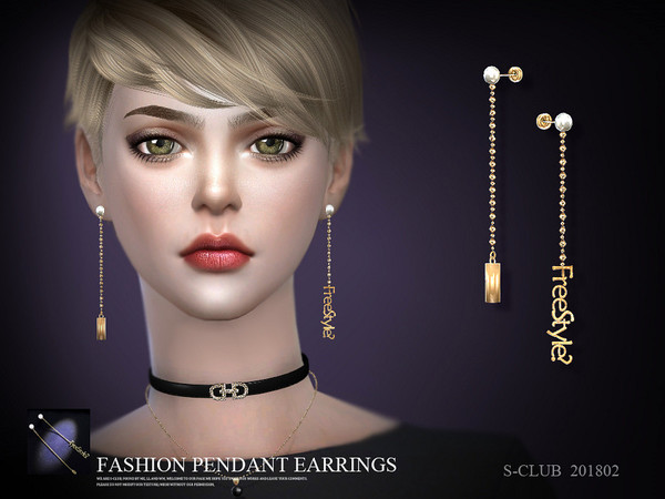 Sims 4 Earrings 201802 by S Club LL at TSR